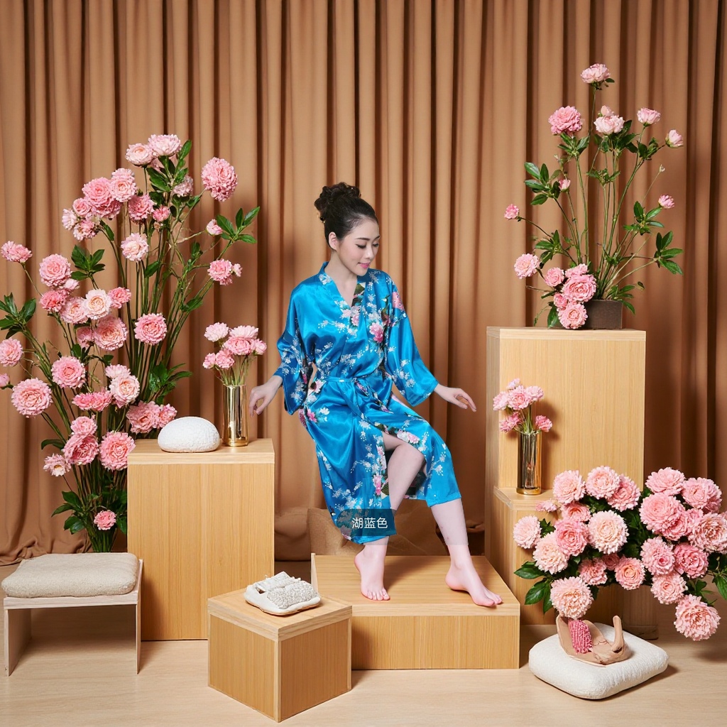 和服睡衣 日式家居服 甜美印花宽松居家服产品图