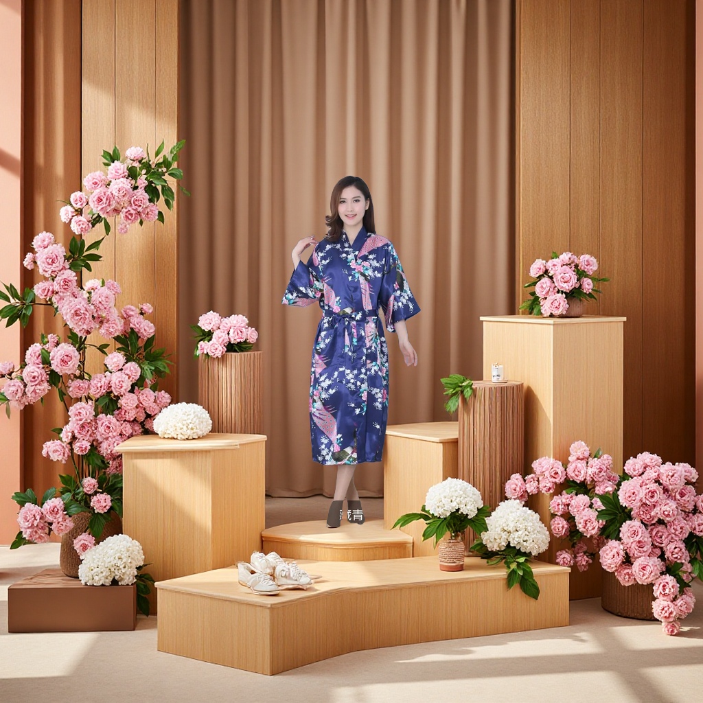 和服睡衣 日式家居服 甜美印花宽松居家服细节图