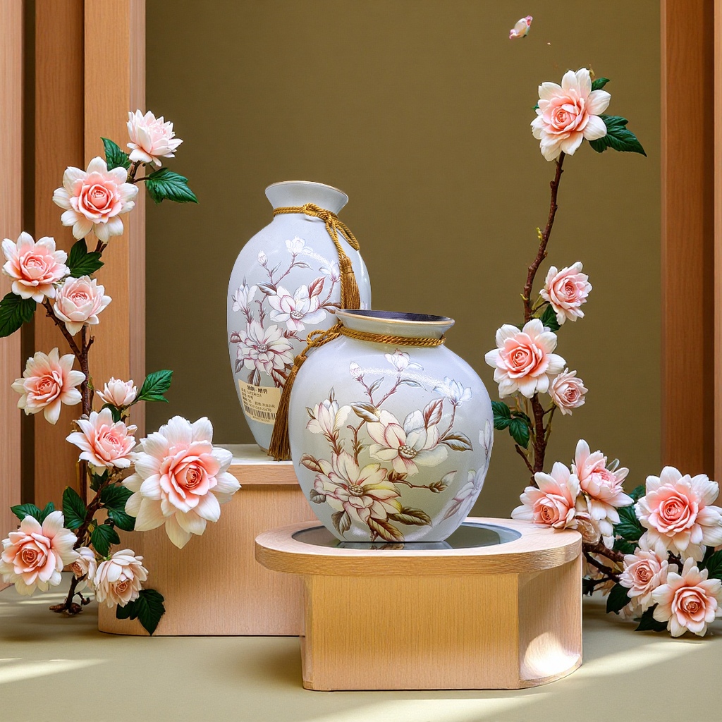 国潮花瓶摆件三件套家居装饰收纳组合实用美观