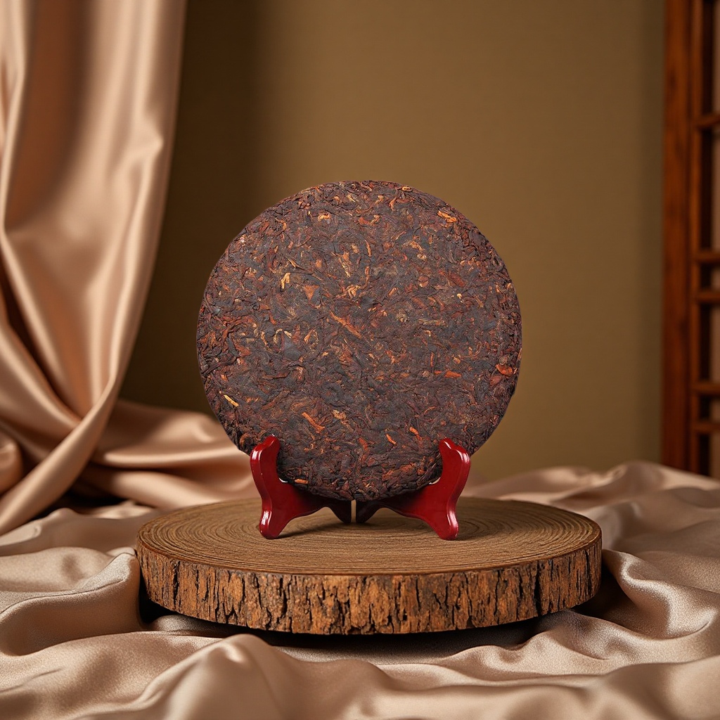 Menghai aged and ripe tea, Mengsong ancient tree tea, Pu 'er tea, ripe tea cakes, sweet and fragrant, Yunnan Seven Sons Cake tea details Picture
