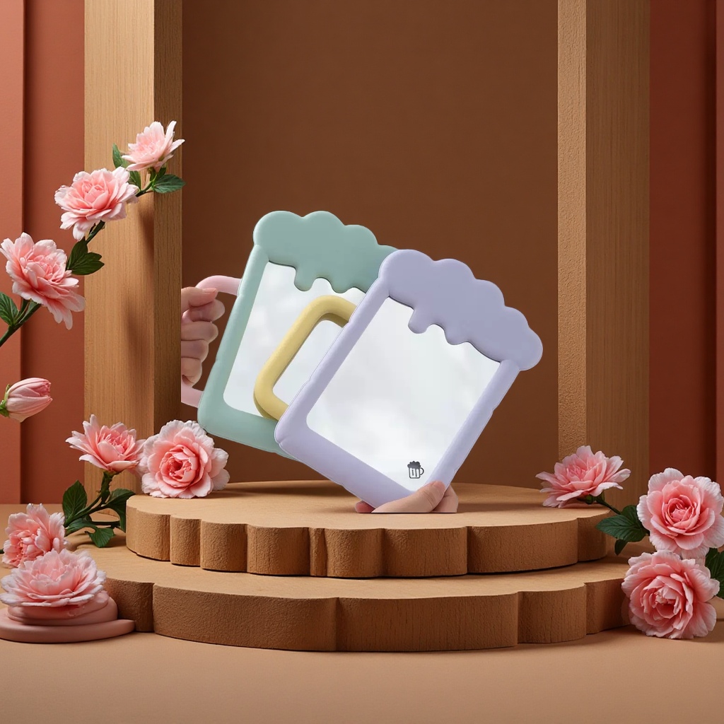 塑料台式化妆镜家居桌面镜子家用梳妆台镜随身折叠便携镜外贸