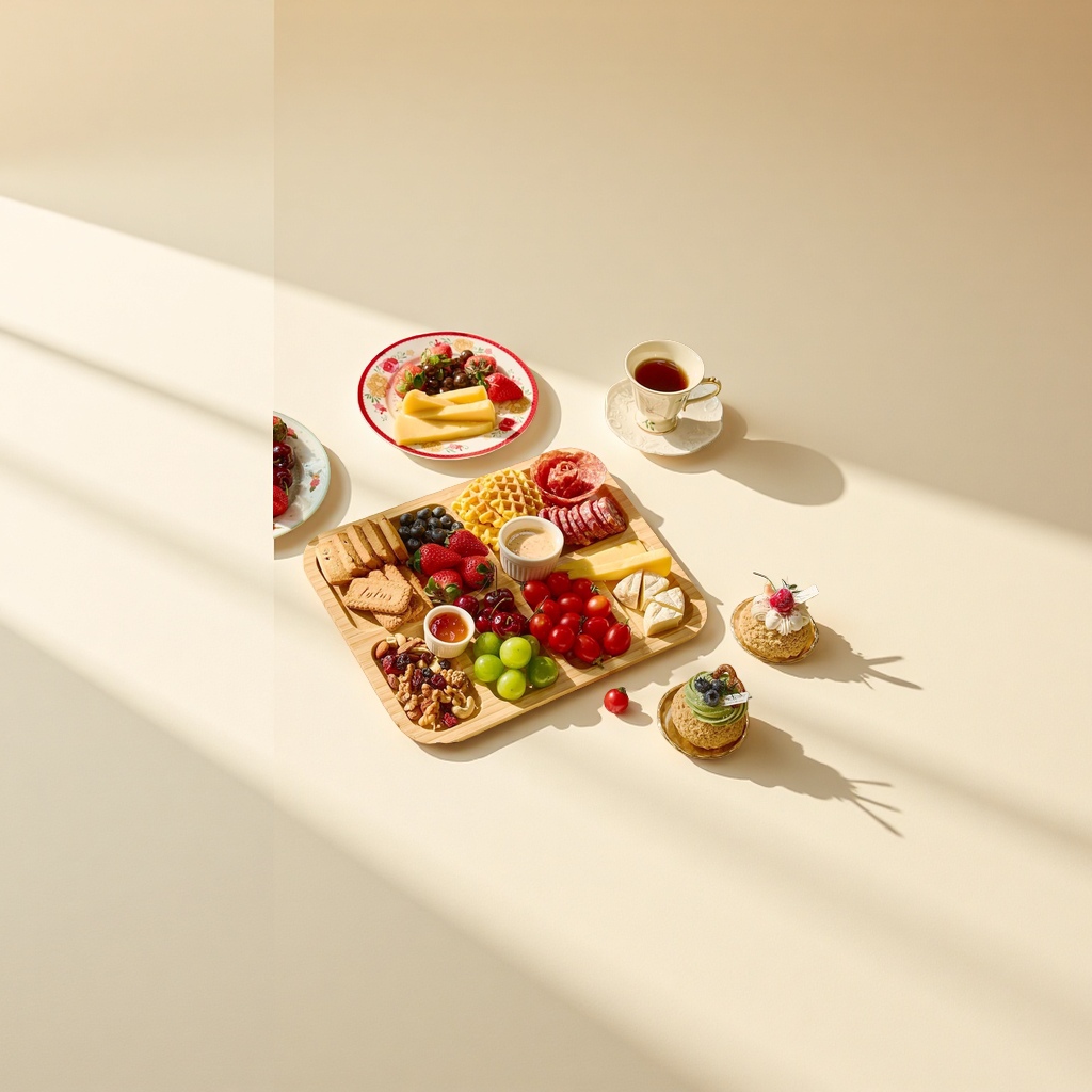 Bamboo compartments plate, home fruit and snack platter, living room with transparent storage box, dried fruit plate Specification image