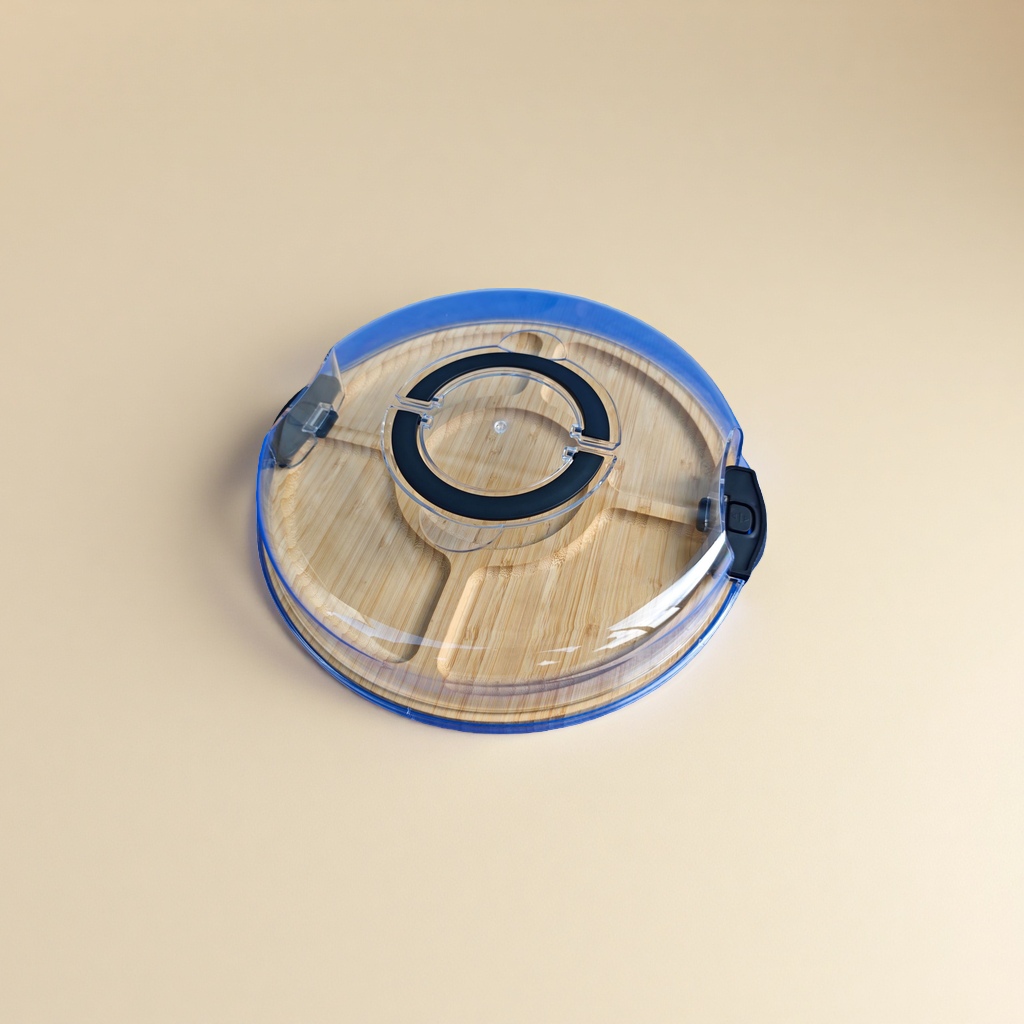 Cross-border in-stock bamboo round transparent cover cutting board, cooked food, fruit and pastry plates, party vegetable and cheese plates Specification image