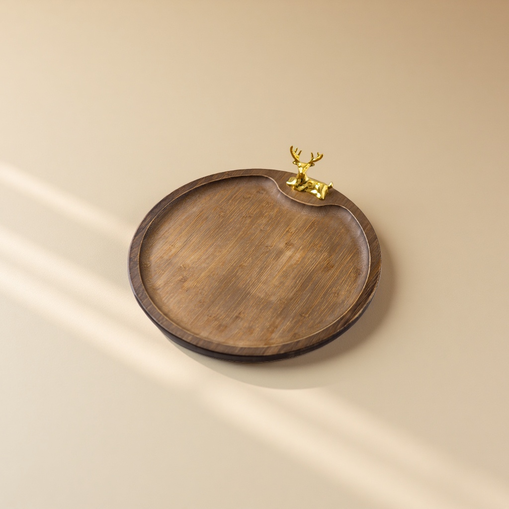 Bambus-framed pastry plate, Japanese tea tray, stove cooking tableware, round small cake tray, household wholesale