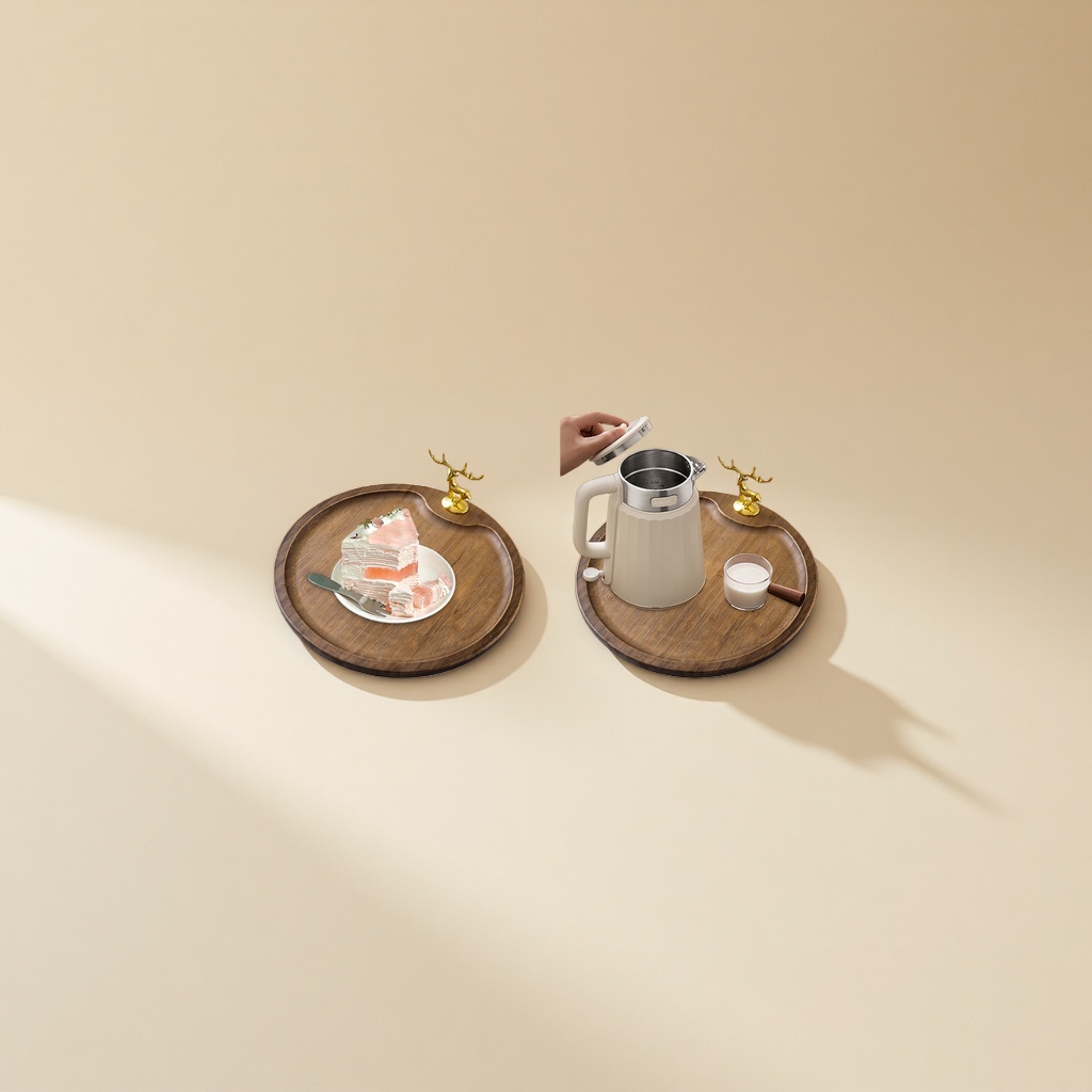 Bambus-framed pastry plate, Japanese tea tray, stove cooking tableware, round small cake tray, household wholesale details Picture