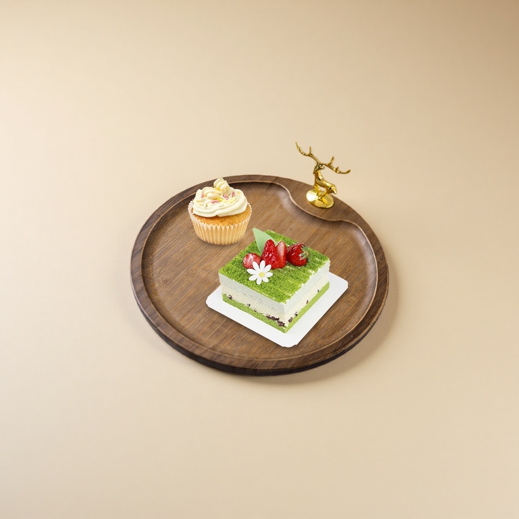 Bambus-framed pastry plate, Japanese tea tray, stove cooking tableware, round small cake tray, household wholesale Application Scenario