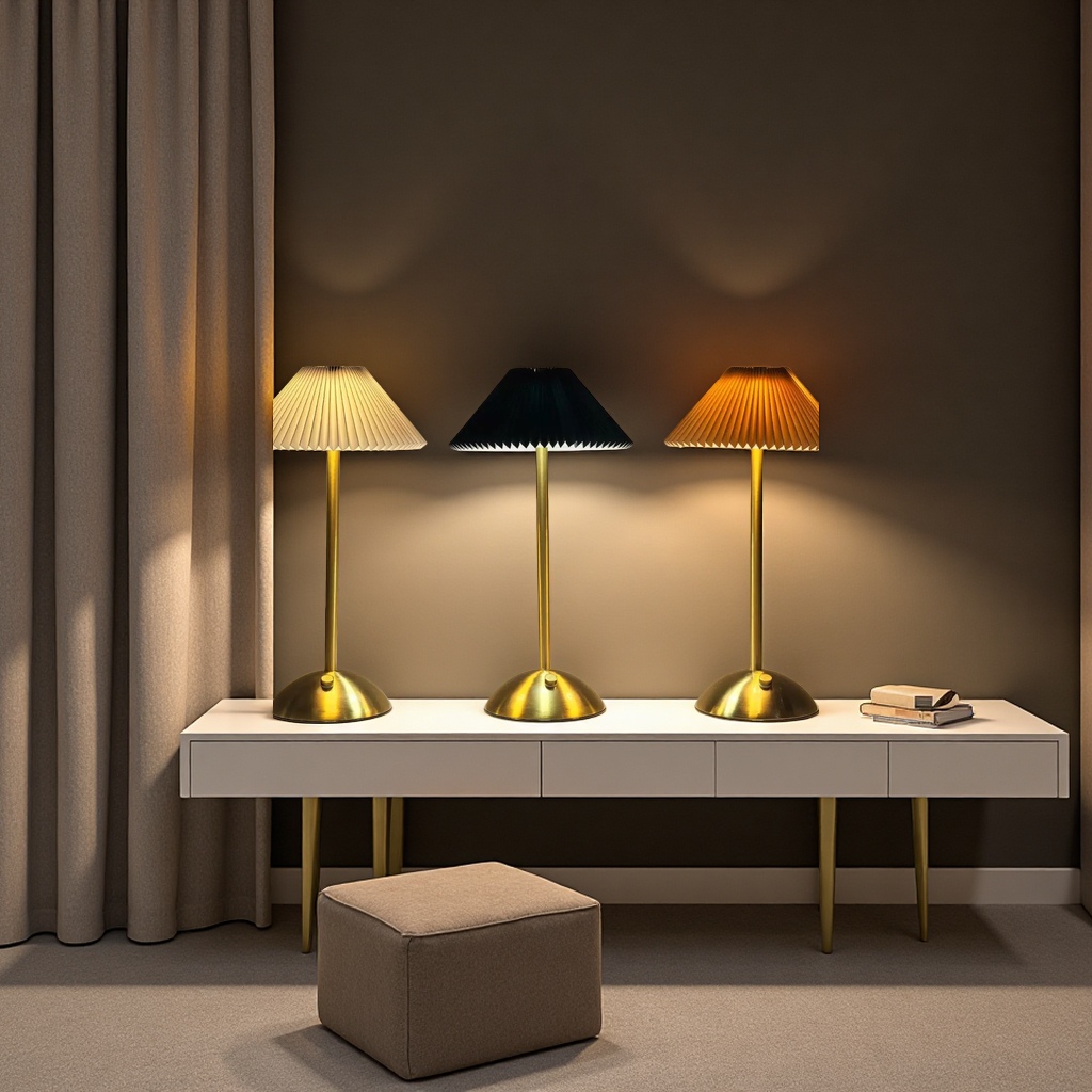 Fabric touch desk lamp, metal simple eye-protecting desk lamp, home and office lighting details Picture