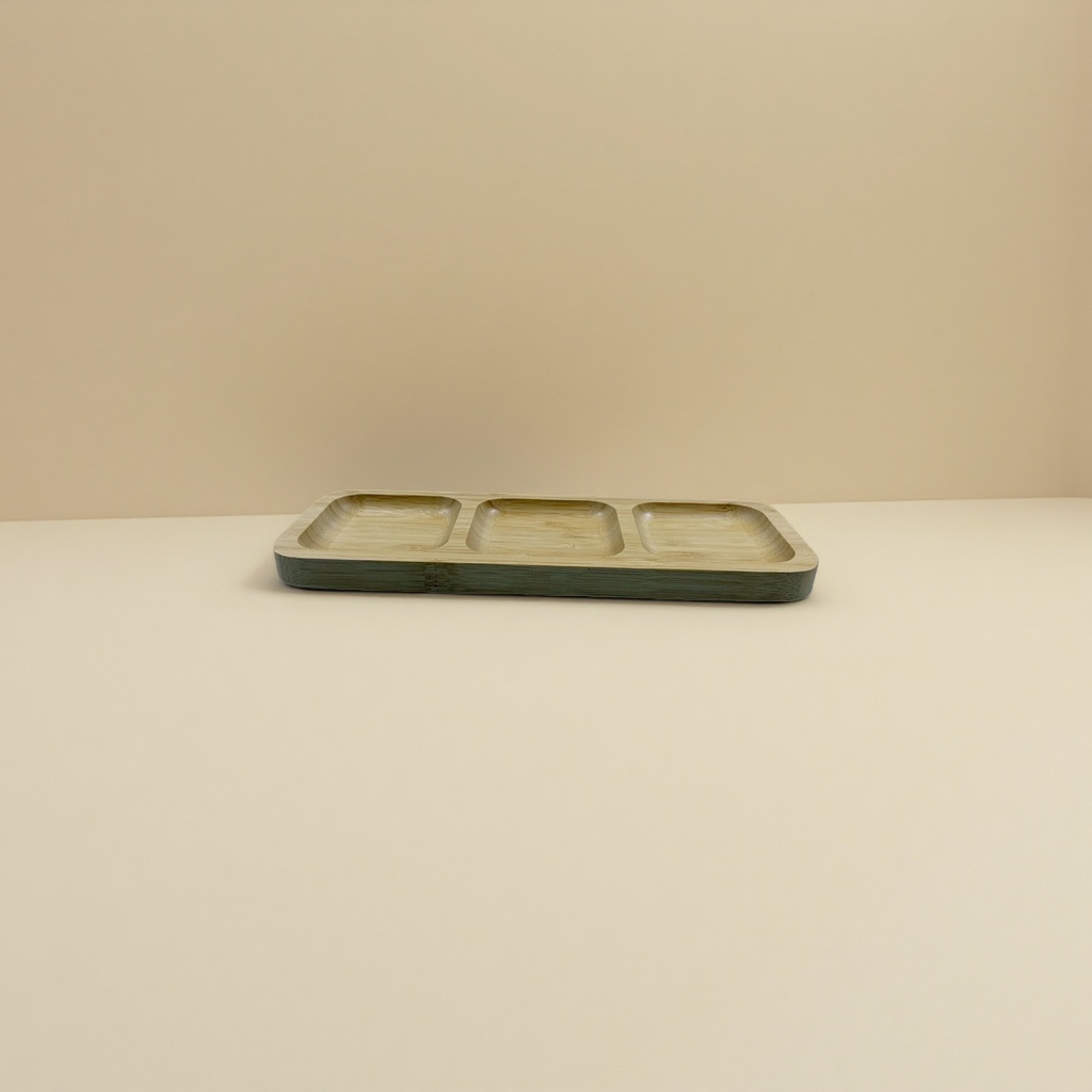 Customized bamboo and wood trays, creative tea and snack plates, separated design, wooden pastry plates, and simple wooden supports Application Scenario