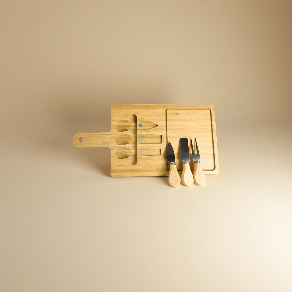 Cross-border bestseller bamboo cheese knife cutting board set, handle-type cheese board catering supplies Specification image