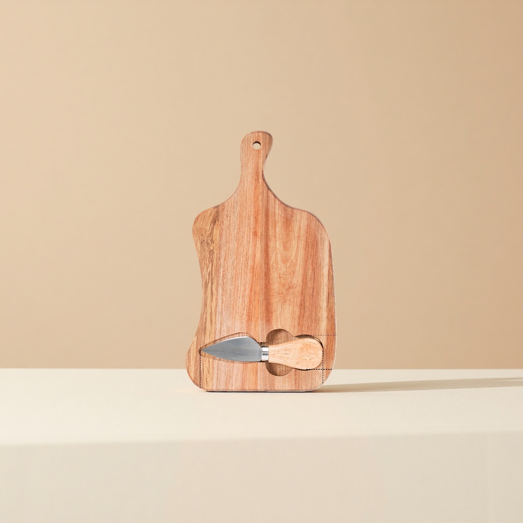 Cross-border acacia wood chopping board, cutting board with handle, wooden cheese board, paddle cooked food board details Picture