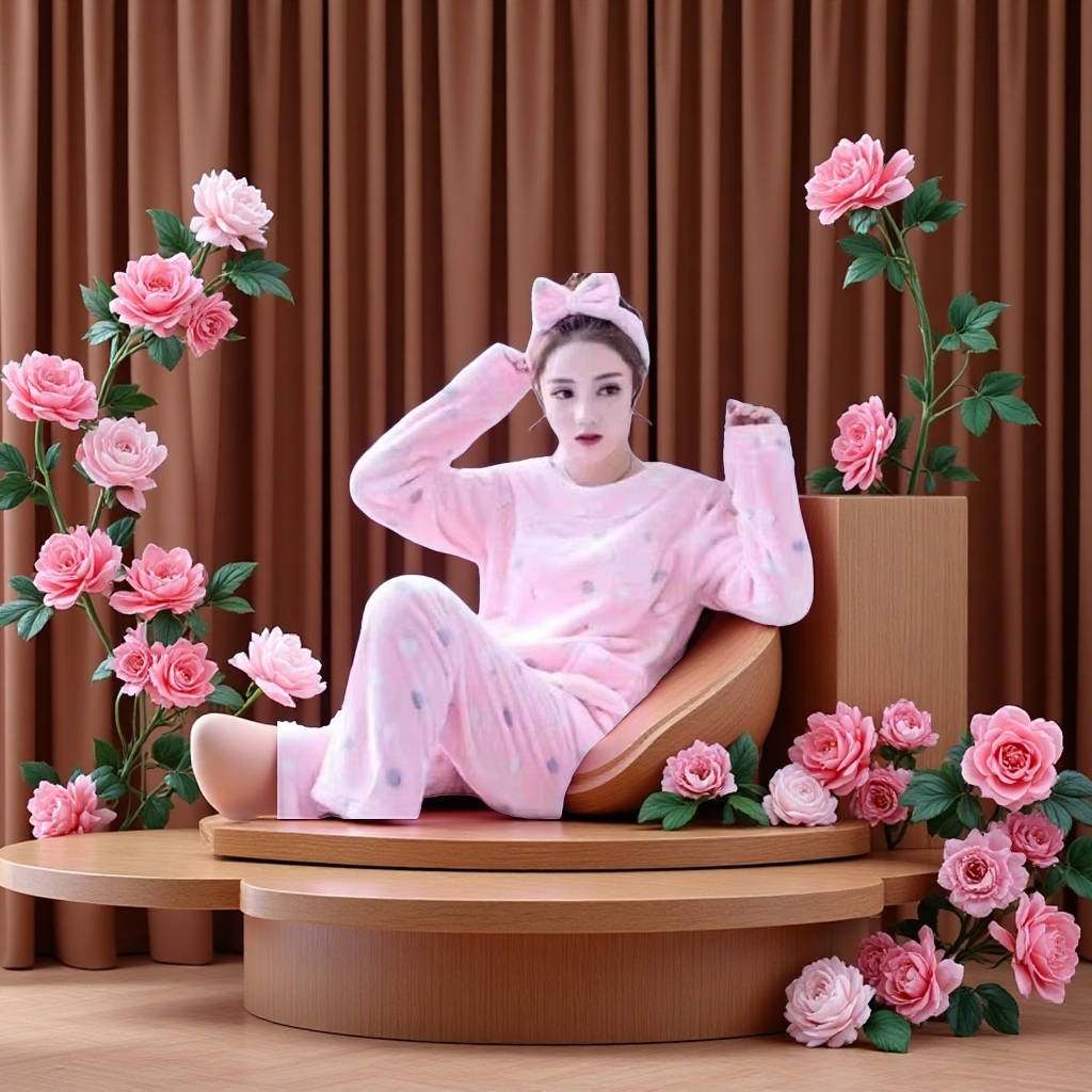 甜美睡衣女士秋冬季珊瑚绒加厚加绒款法兰绒套装保暖家居服可外穿