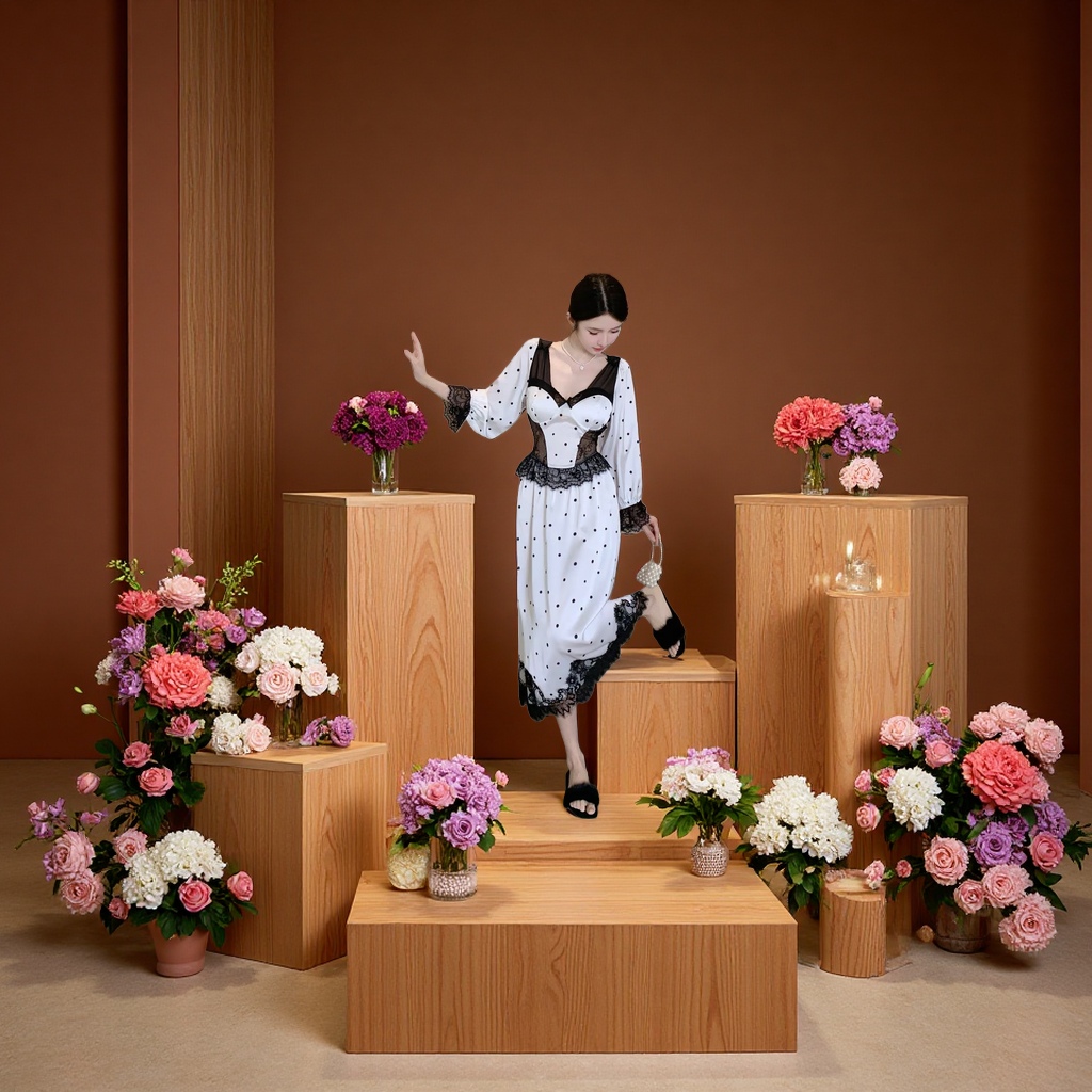 春夏睡裙女士宽松休闲长袖长款睡袍外穿家居服