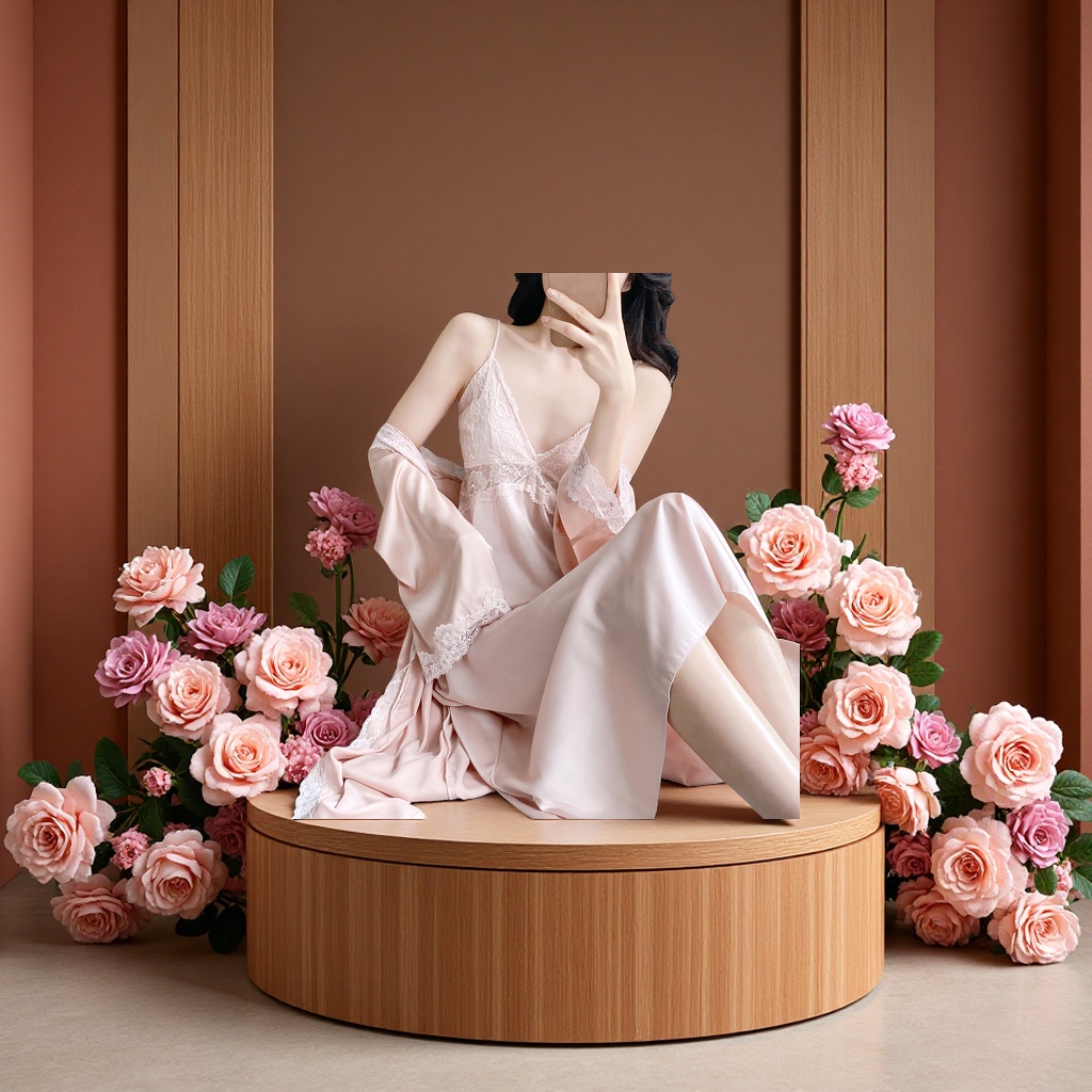吊带睡衣性感透气夏日家居服女款慵懒风居家穿着014123448白底实物图
