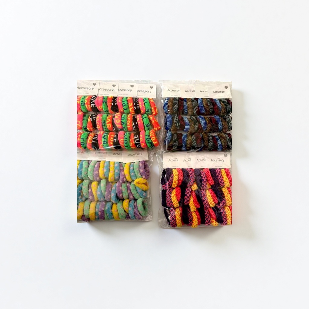 Colorful, simple, high-elasticity, seamless hair tie 1.4G, 4 pieces, cross-border hair tie, clip on the rubber band