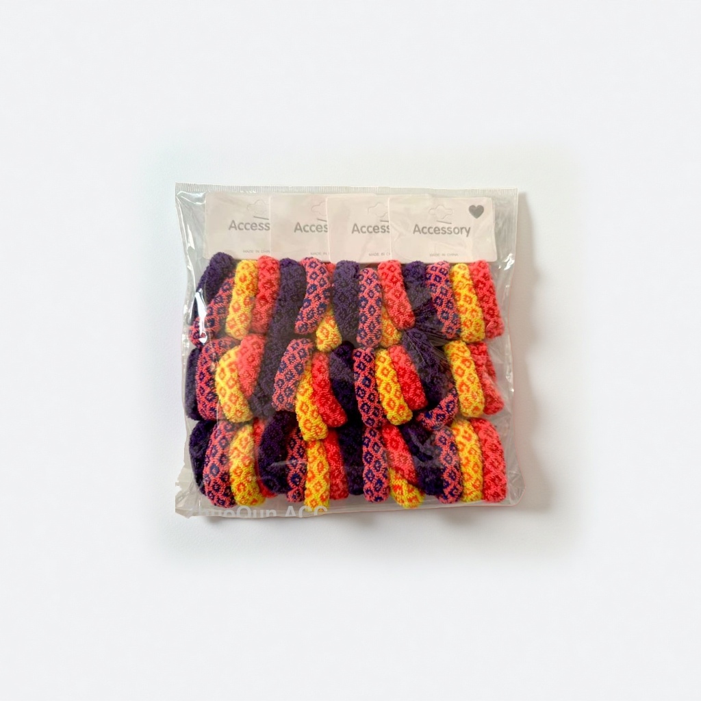 Colorful, simple, high-elasticity, seamless hair tie 1.4G, 4 pieces, cross-border hair tie, clip on the rubber band Specification image