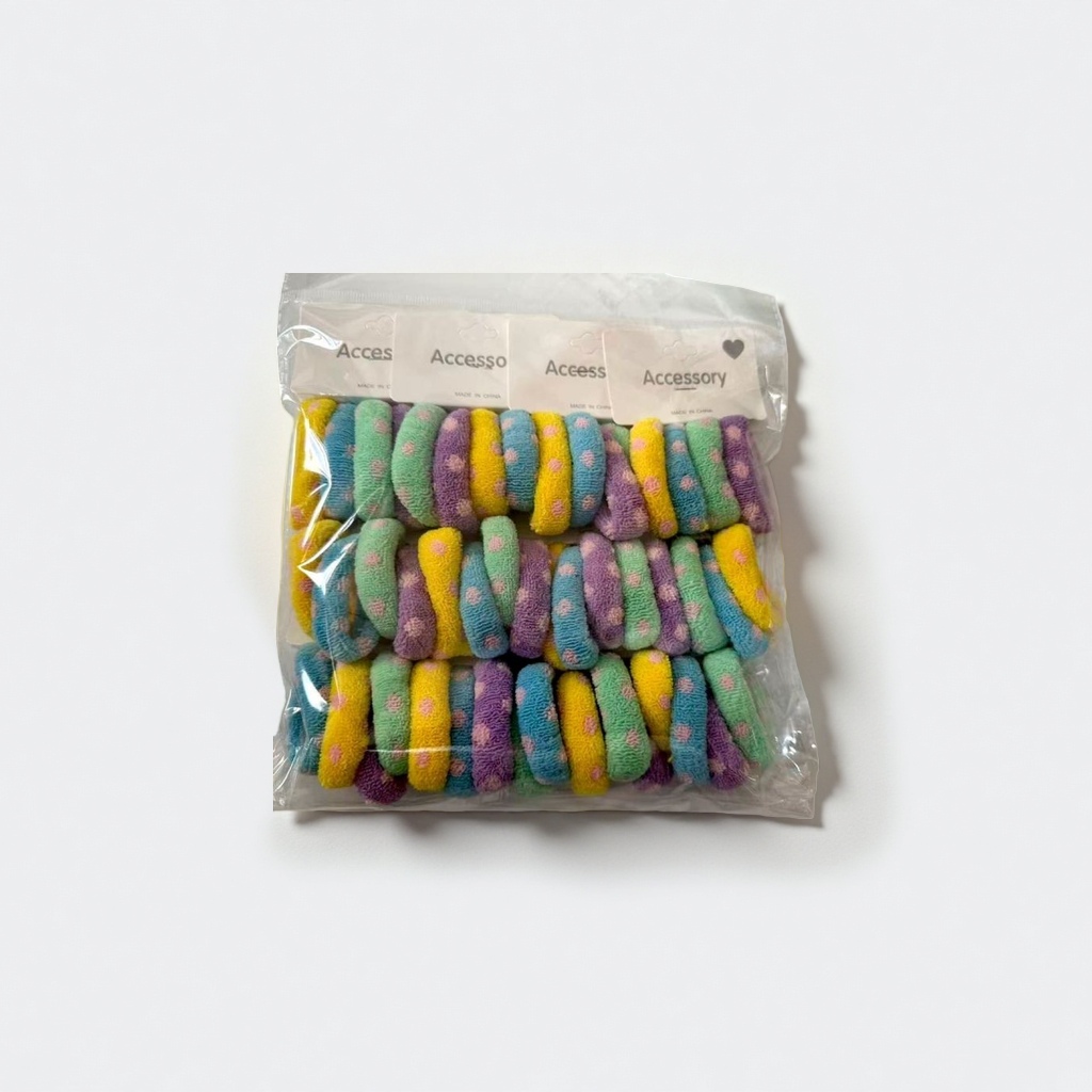 Colorful, simple, high-elasticity, seamless hair tie 1.4G, 4 pieces, cross-border hair tie, clip on the rubber band details Picture