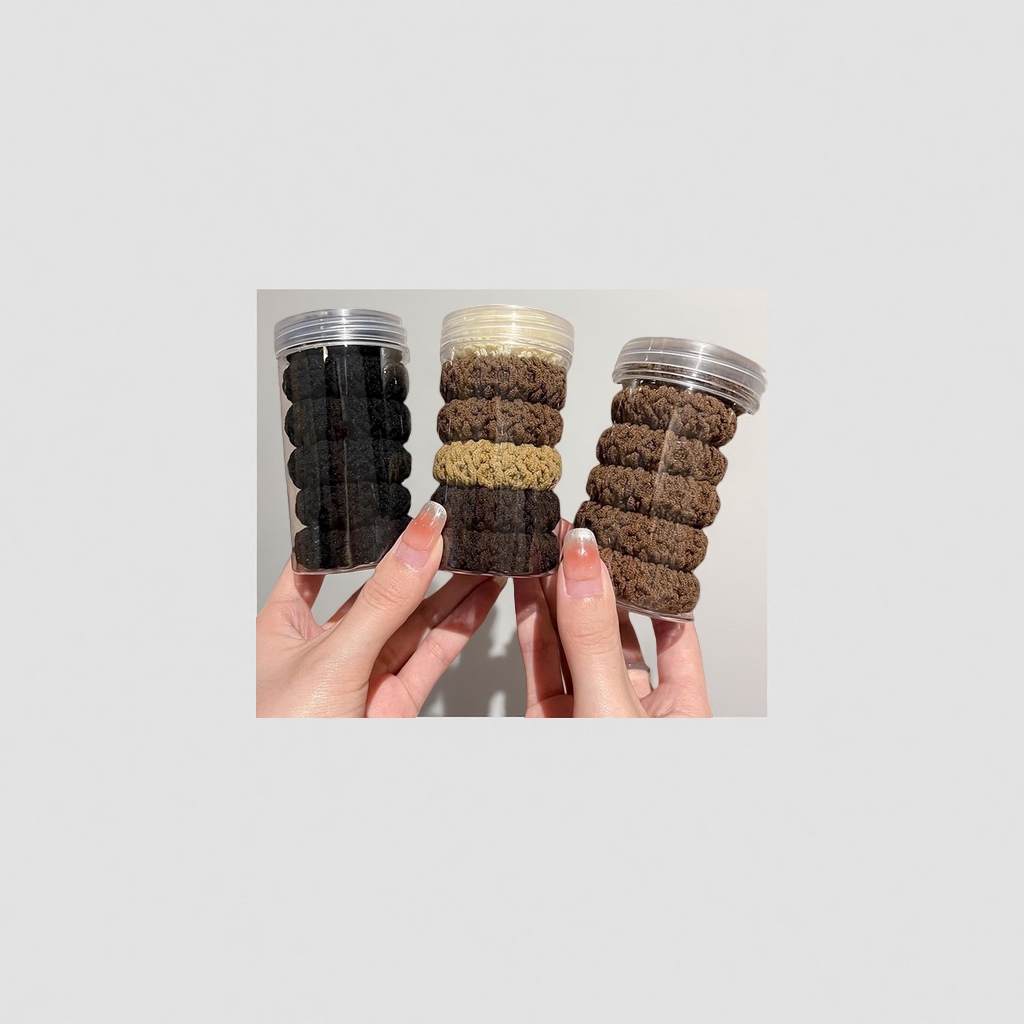 The new cookie ponytail hair tie is thickened and thickened, with a high-elasticity popcorn hair tie, towel loop and hair band loop Item Picture