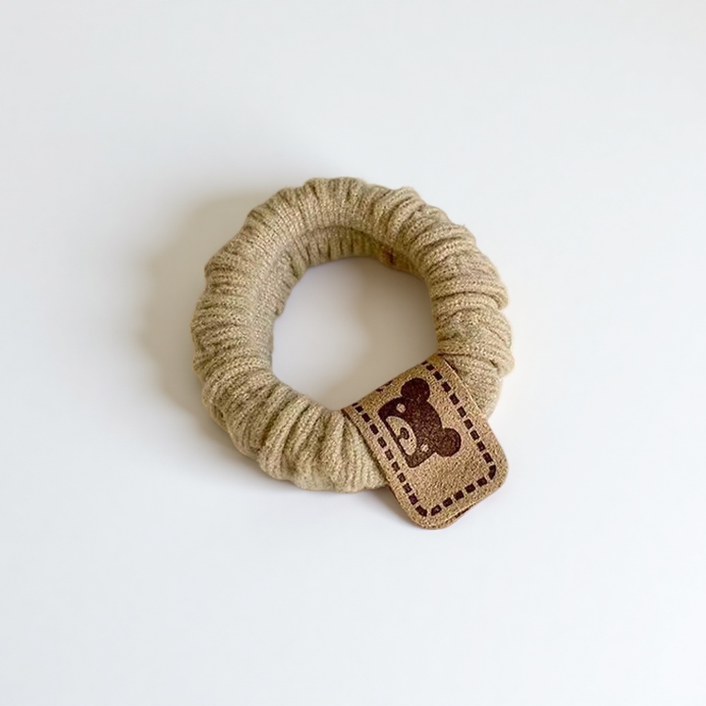 Thick, simple, high-elasticity bear hair tie, leather band, women's hair tie, durable high ponytail headwear, bun hair tie Item Picture