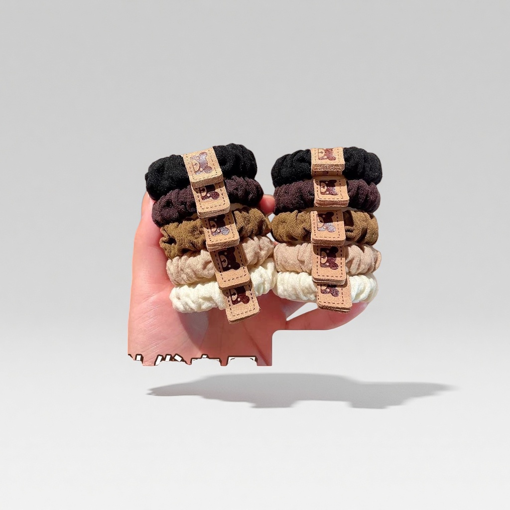 Thick, simple, high-elasticity bear hair tie, leather band, women's hair tie, durable high ponytail headwear, bun hair tie details Picture