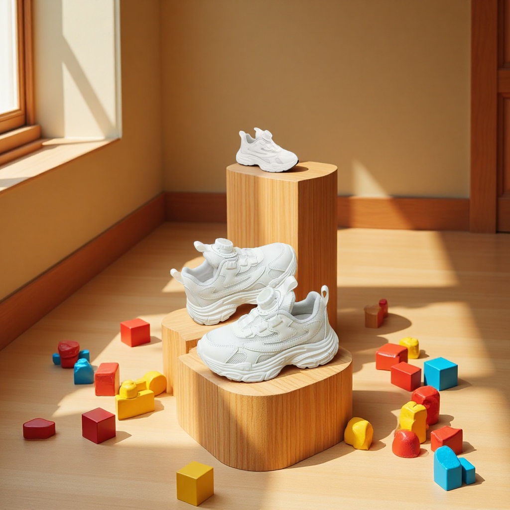 Renben children's white sneakers and sports shoes are breathable, comfortable and anti-slip Specification image