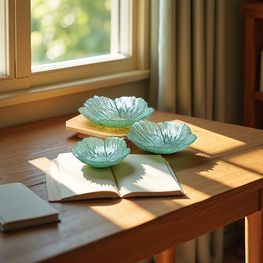 A set of three-piece household kitchen tableware with shell petals and fruit platter