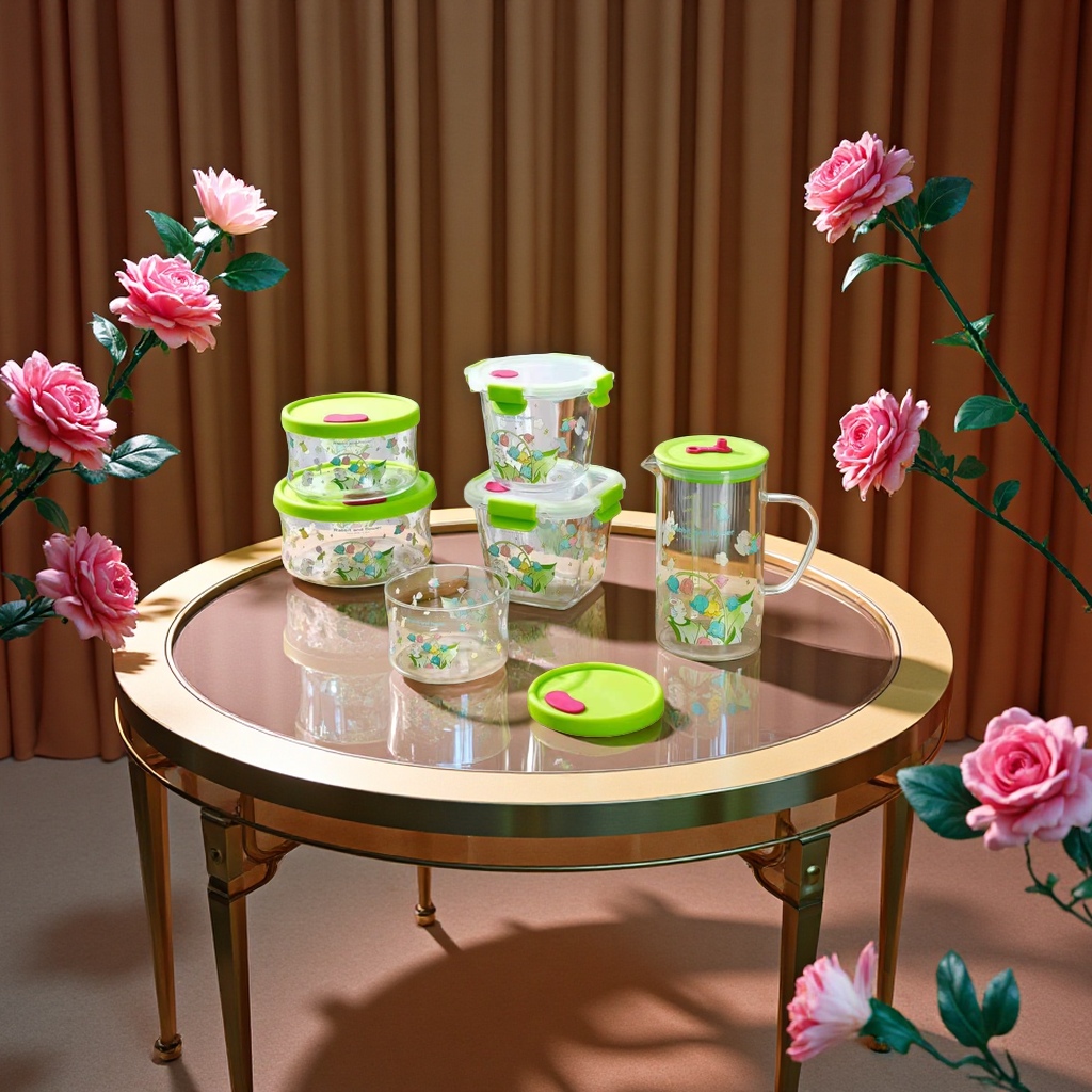 Lanlinghua series glass cups, straw cups, glass bowls and food storage containers for home use