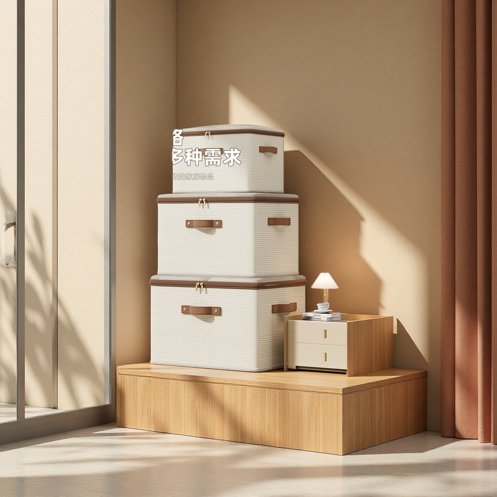 Zipper mesh fabric storage box, household seasonal storage box, clothes with lid, moisture-proof and foldable storage box Application Scenario