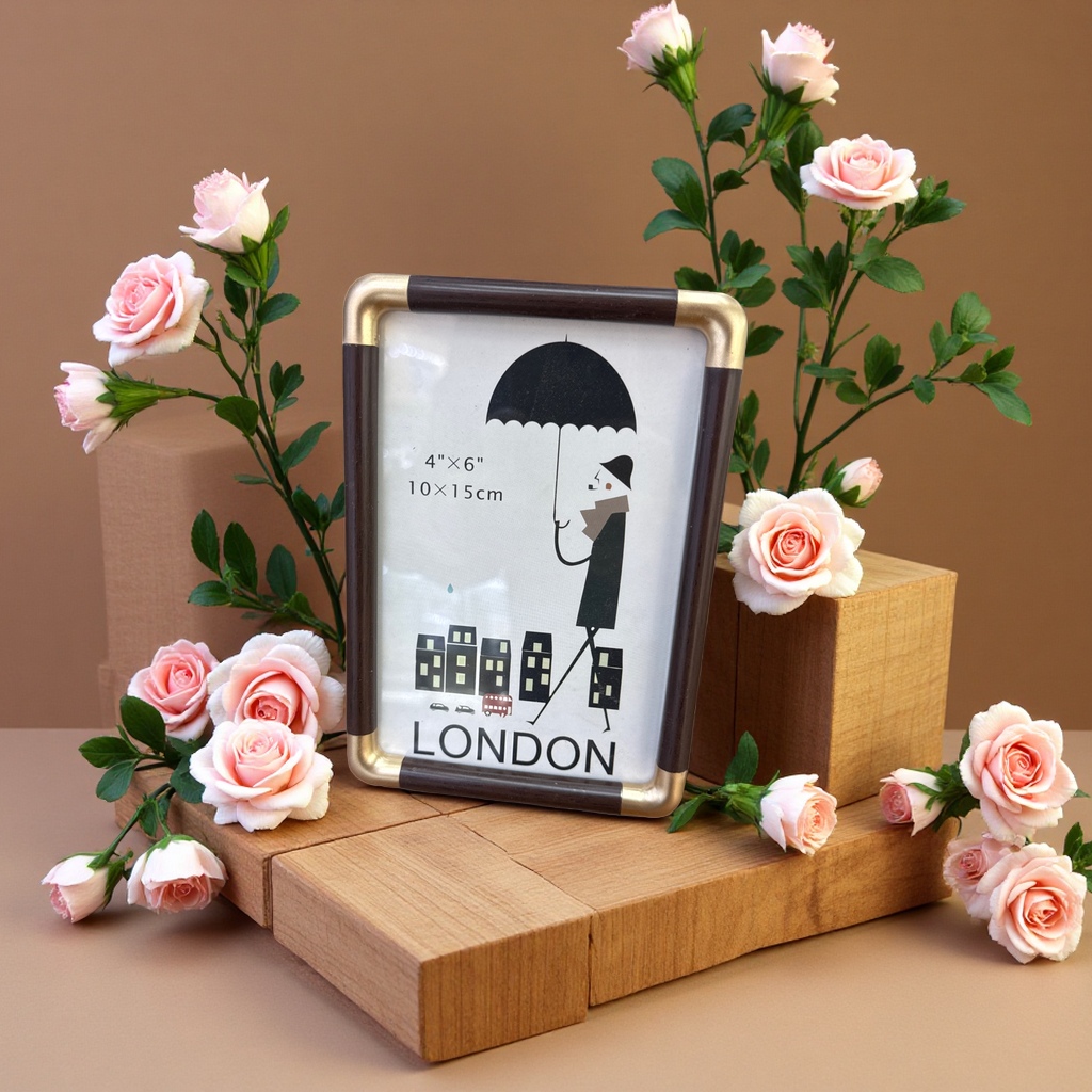 Plastic copper corner photo frame, 6-inch 3D stereoscopic photo frame, anti-fading photo frame accessories