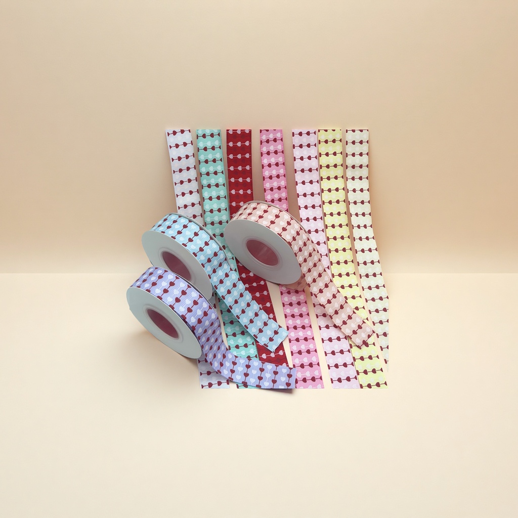Two-color heart ribbed webbing, DIY handcrafted hair accessories, ribbon bows, material jewelry accessories