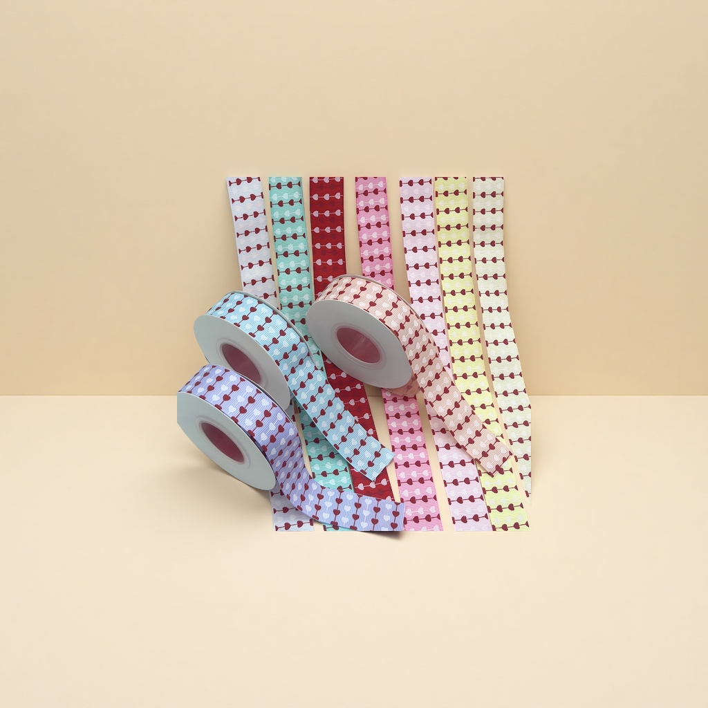 Two-color heart ribbed webbing, DIY handcrafted hair accessories, ribbon bows, material jewelry accessories Application Scenario