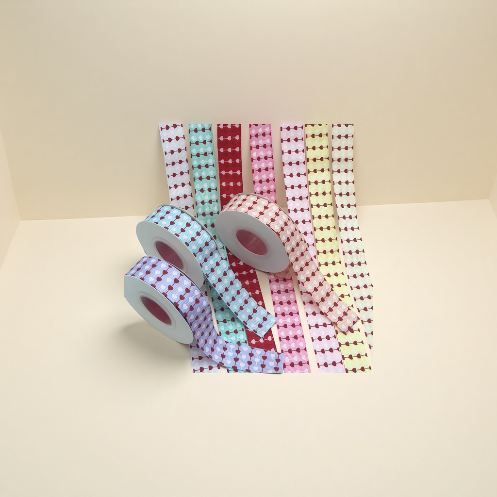 Two-color heart ribbed webbing, DIY handcrafted hair accessories, ribbon bows, material jewelry accessories details Picture