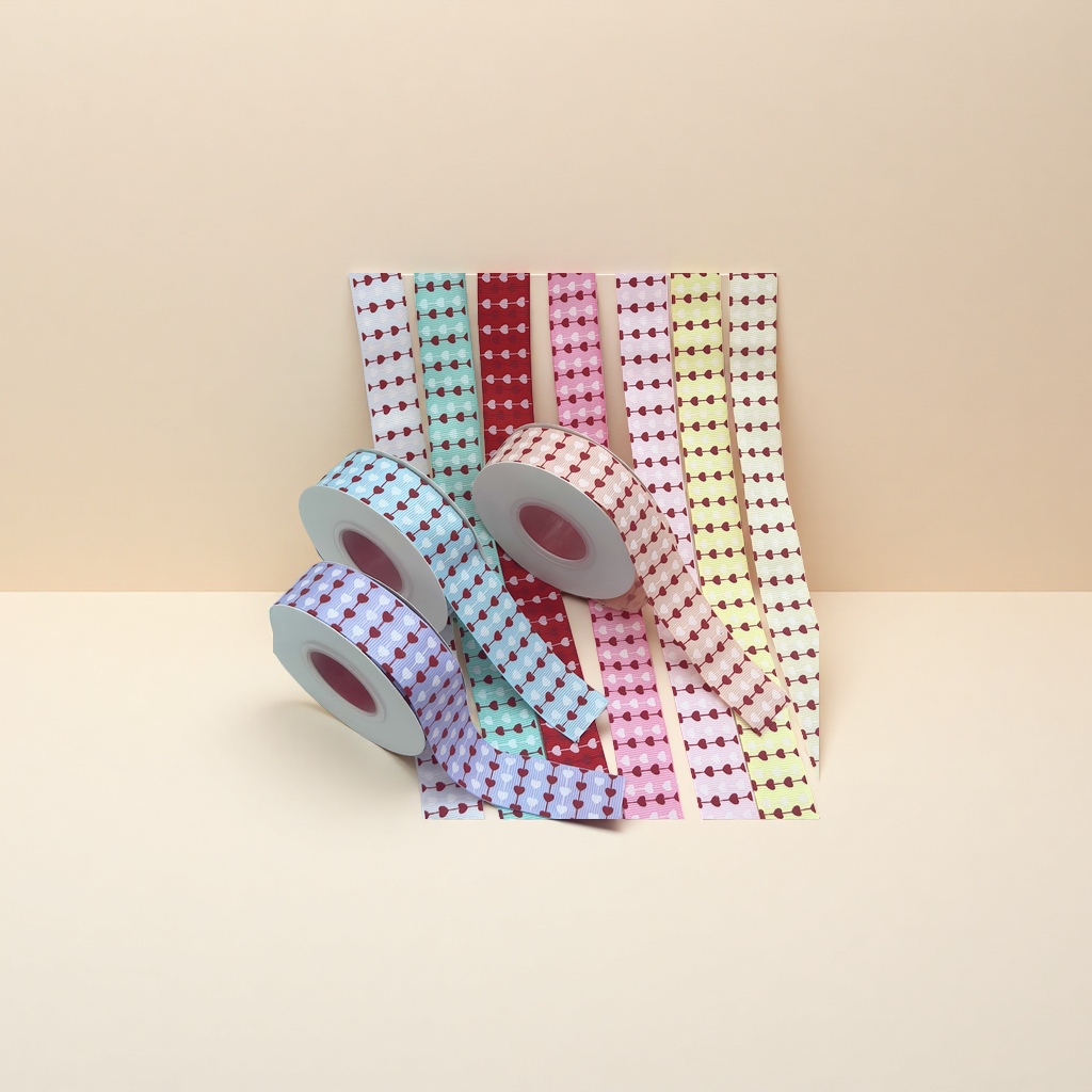 Two-color heart ribbed webbing, DIY handcrafted hair accessories, ribbon bows, material jewelry accessories Specification image