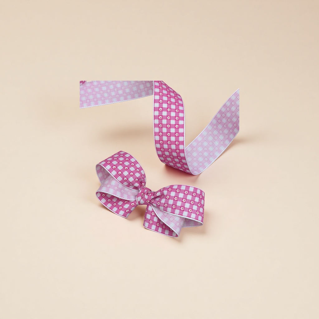 Candy-colored floral checkered ribbed ribbon, country-style, fresh and light DIY headwear, hair accessory, bow, gift packaging, ribbon, webbing Application Scenario