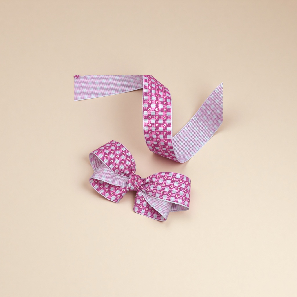 Candy-colored floral checkered ribbed ribbon, country-style, fresh and light DIY headwear, hair accessory, bow, gift packaging, ribbon, webbing