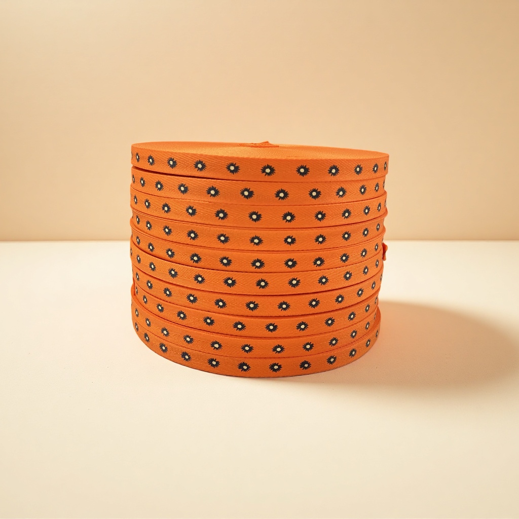 Herringbone cotton woven tape, precise color registration printing, ribbon bow decoration, handcrafted material, multi-color woven tape, details, DIY accessories, colorful ribbons Application Scenario