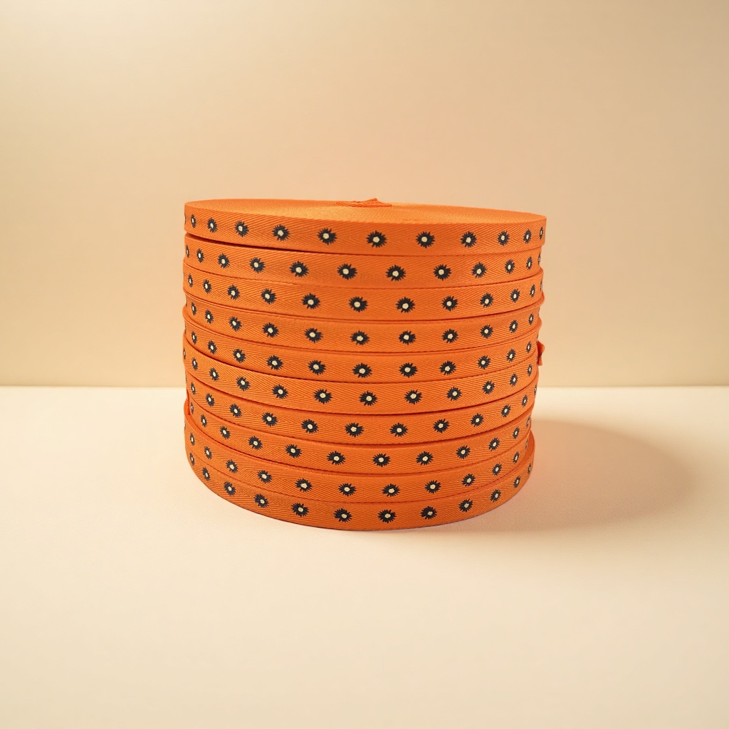 Herringbone cotton woven tape, precise color registration printing, ribbon bow decoration, handcrafted material, multi-color woven tape, details, DIY accessories, colorful ribbons Specification image