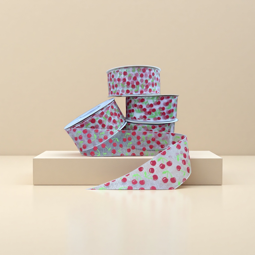 Wholesale of 4cm transparent snow gauze tape with Korean gauze printing cherry diy chanel-style gift packaging gift box decoration printing tape Application Scenario
