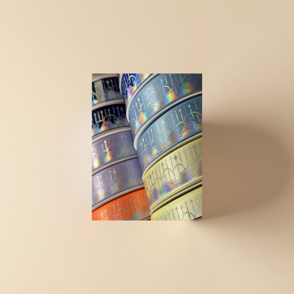 Wide ribbon embossed iridesy flower gift box, French ribbon packaging, diy colorful woven accessories, polyester tape Specification image
