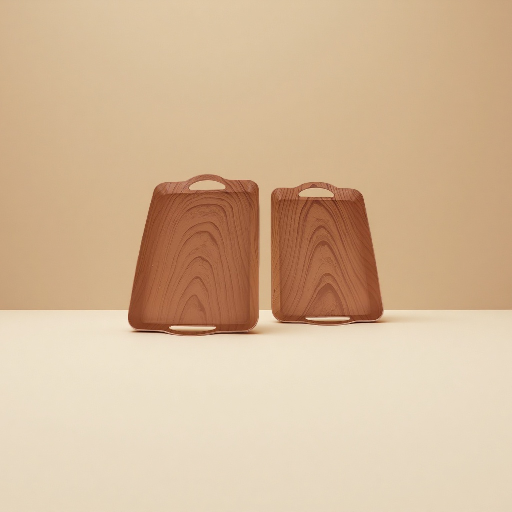 塑料双耳木纹盘长方形托盘茶盘创意果盘烘焙面包盘外贸跨境出口 