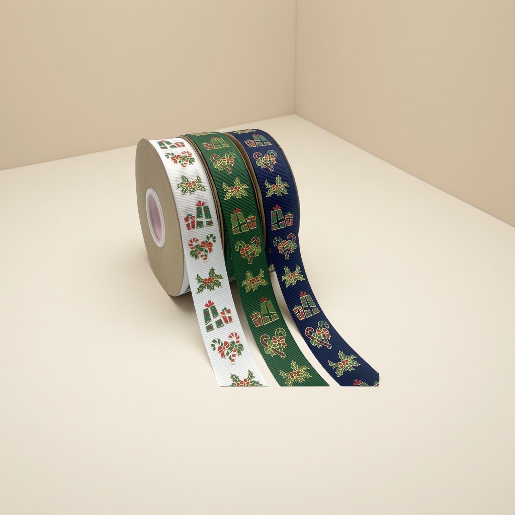 New Christmas gift: 2.5cm ribbon diy gift box, decorative ribbon cake, flower baking packaging, accessories, ribbed ribbon Specification image