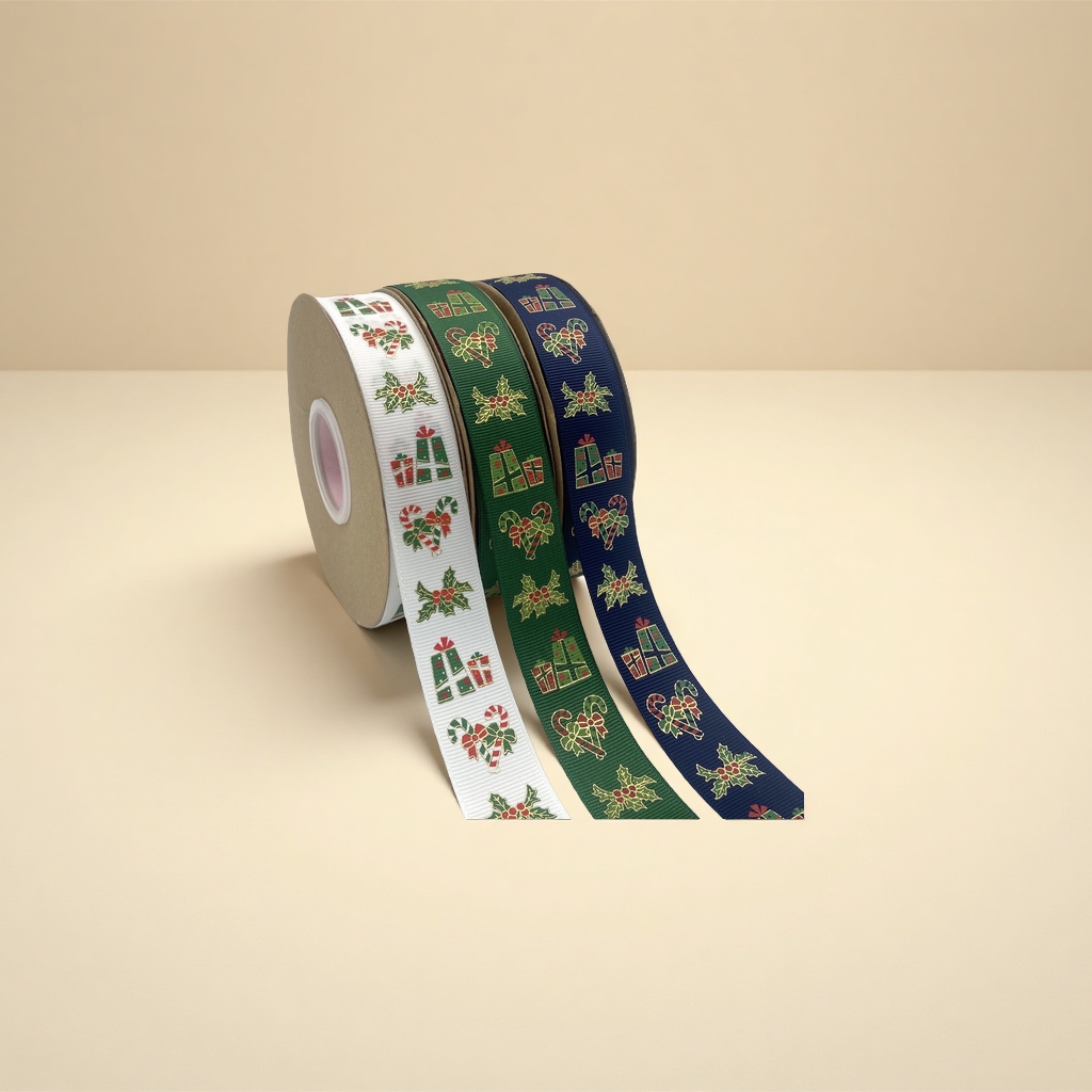 New Christmas gift: 2.5cm ribbon diy gift box, decorative ribbon cake, flower baking packaging, accessories, ribbed ribbon details Picture