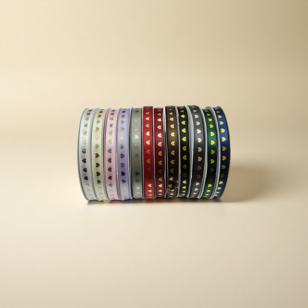 Polyester gold-embossed heart-shaped webbing for multi-color clothing accessories details Picture