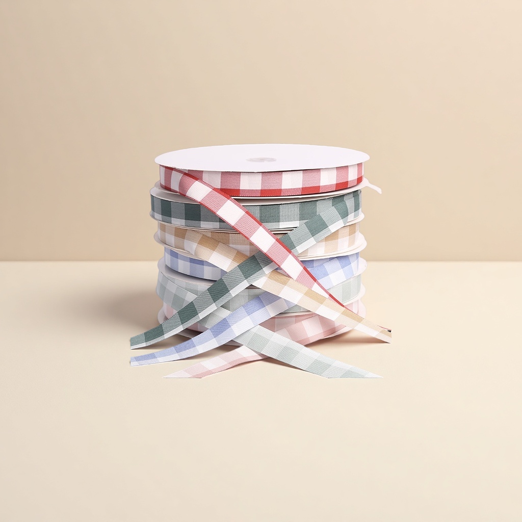 Korean large checkered webbing, bow, ribbon card, DIY through webbing, children's hair accessories, diy pendants, gift packaging, clothing accessories details Picture