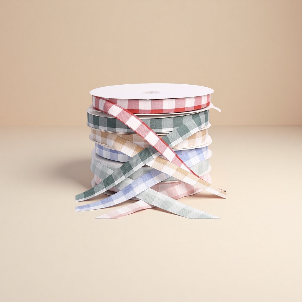 Korean large checkered webbing, bow, ribbon card, DIY through webbing, children's hair accessories, diy pendants, gift packaging, clothing accessories
