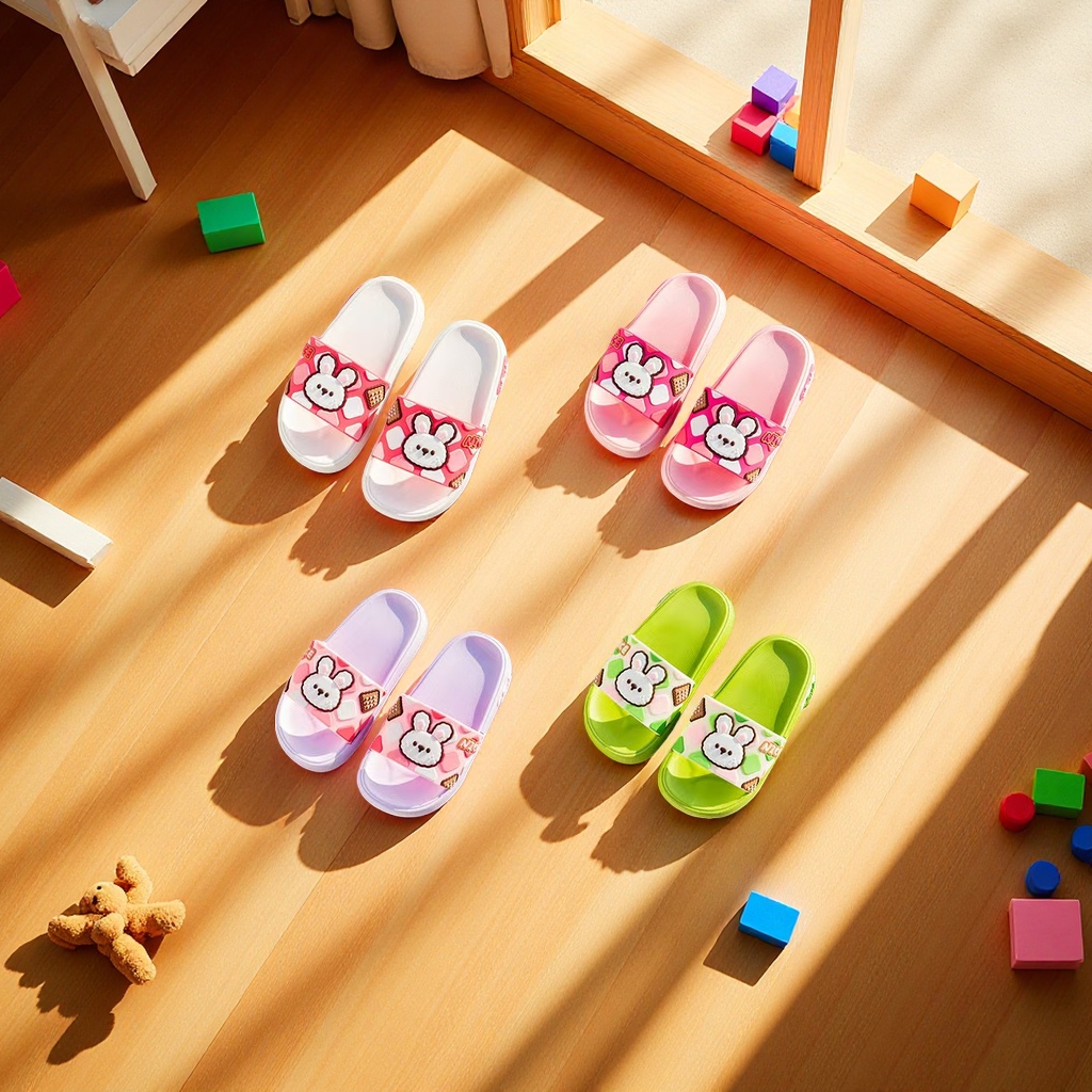 Children's slippers with anti-slip soft soles, comfortable and breathable. Spring and summer cartoon rabbit style Application Scenario