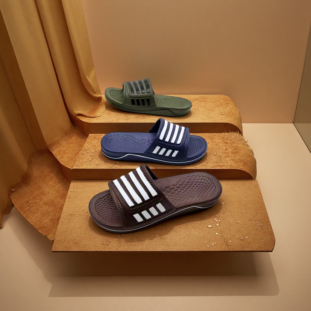 Men's summer casual beach Vietnamese flip-flops with stripes Application Scenario