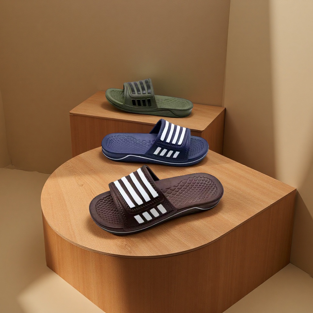 Men's summer casual beach Vietnamese flip-flops with stripes Specification image