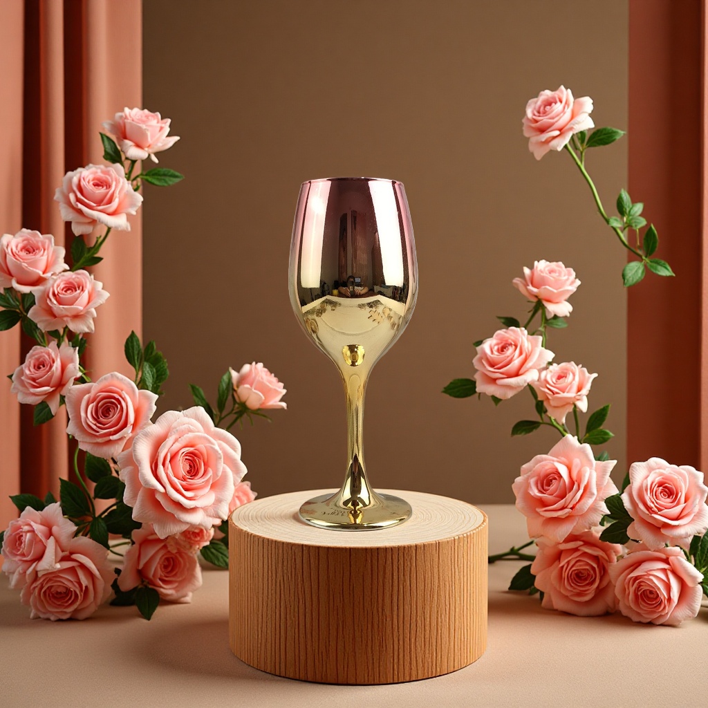 Factory wholesale of electroplated two-color highball glasses, gilded glass wine glasses, lead-free calcium carbonate craft wine glasses detail image 3