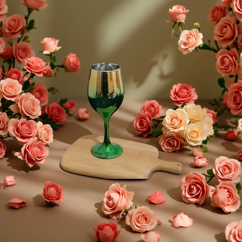 Factory wholesale of electroplated two-color highball glasses, gilded glass wine glasses, lead-free calcium carbonate craft wine glasses detail image 2