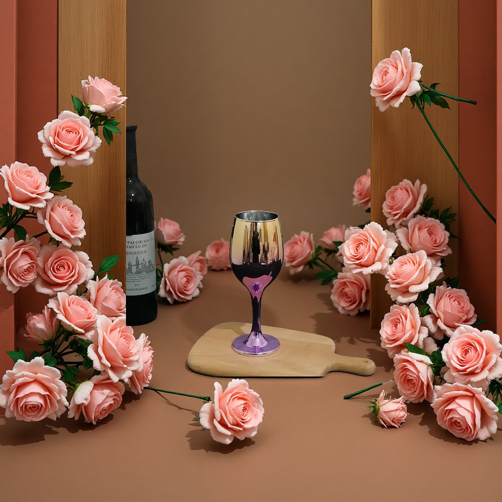 Factory wholesale of electroplated two-color highball glasses, gilded glass wine glasses, lead-free calcium carbonate craft wine glasses detail image 4